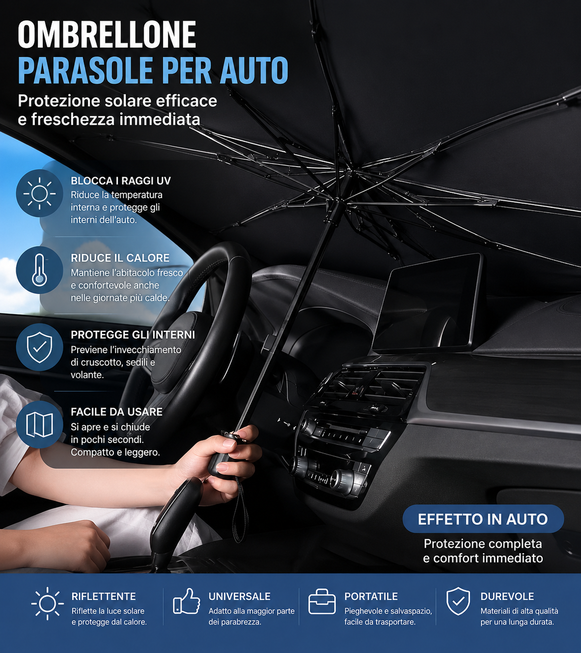 Parasole Auto Ombrello Anti-Caldo